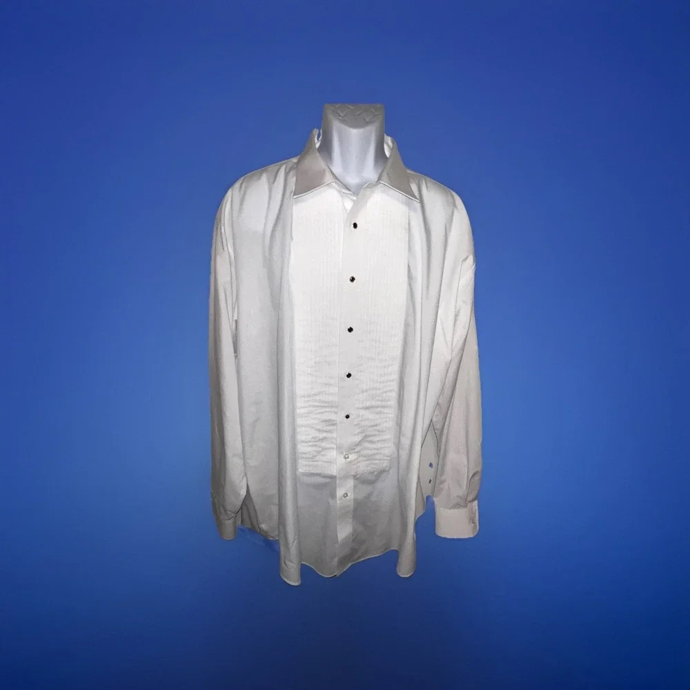 Neil Allyn 2XL Men's Tuxedo Shirt Pleated‎ White Jeweled Buttons